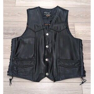 DANIEL SMART VEST EXTREME SOFT COWHIDE LEATHER BUFFALO NICKEL  Sz L MOTORCYCLE